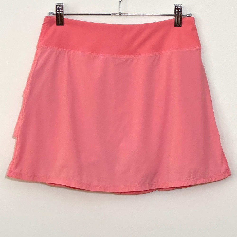 Mono B Womens Skort M Coral Pink Tiered Ruffle Tennis Skirt Pickleball Coquette